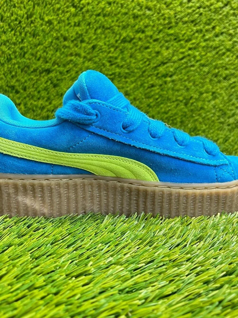 Puma x Fenty Creeper Phatty Girls Size 6Y Blue Green Gum Athletic Shoes Sneakers